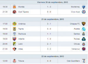 resultados fecha 11 liga bancomer mx